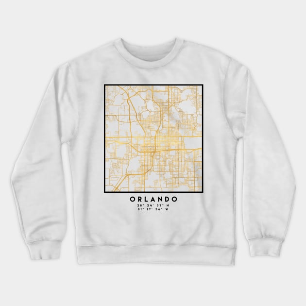 ORLANDO FLORIDA CITY STREET MAP ART Crewneck Sweatshirt by deificusArt